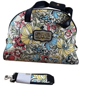Kathy Van Zeeland Floral Weekender Travel Bag Shoulder Strap Vibrant Overnight